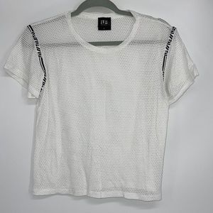 LF WHITE MESH TOP STRETCH SEXY LOOK SMALL